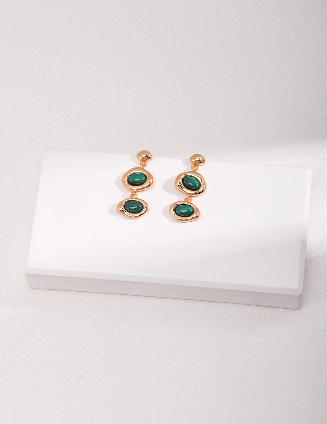 Malachite / Obsidian Drop Earrings-1