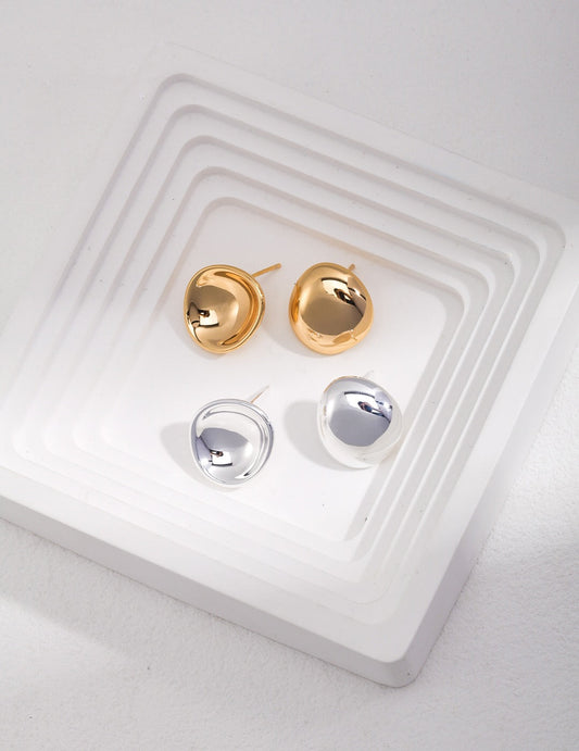 Concave And Convex Style Asymmetrical Stud Earrings-0