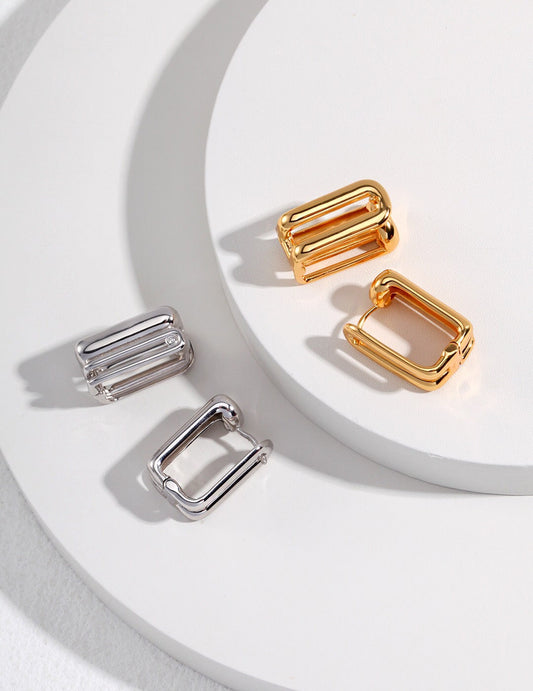 Classic And Simple Rectangular Clip Earrings-0