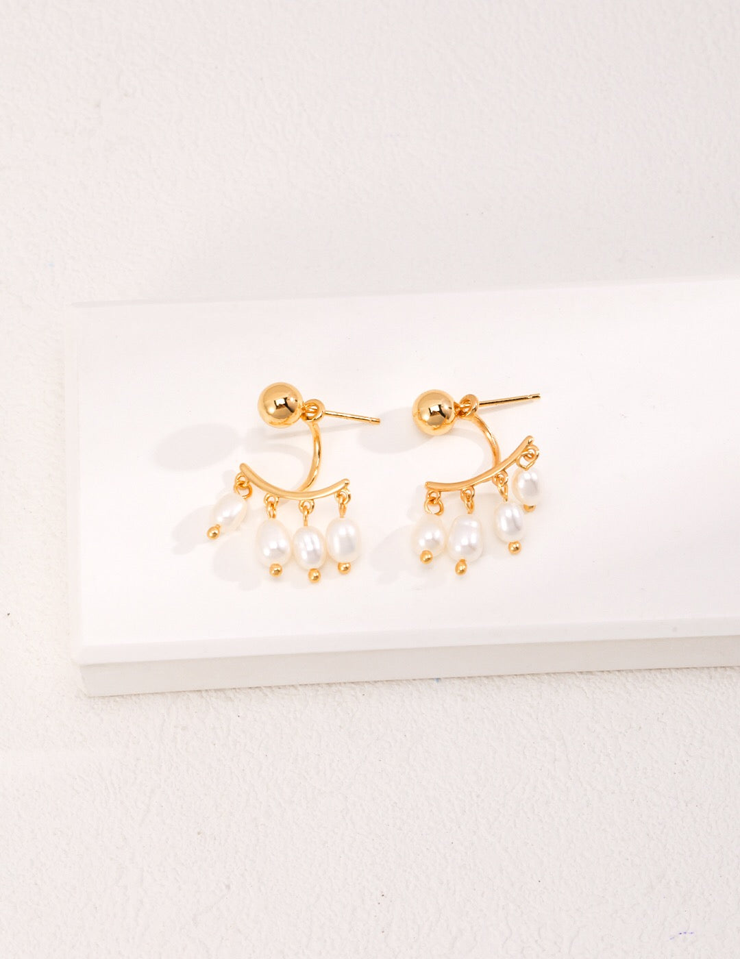 Detachable Four Row Drop Pearl Earrings-0